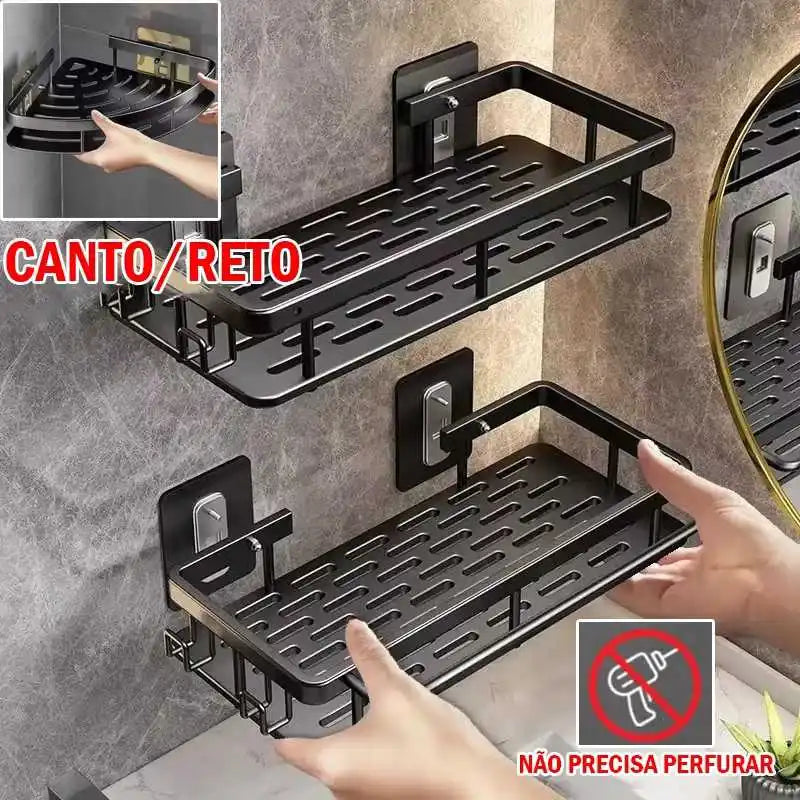 KIT 2 Suporte Prateleira De Canto Para Banheiro / Cozinha