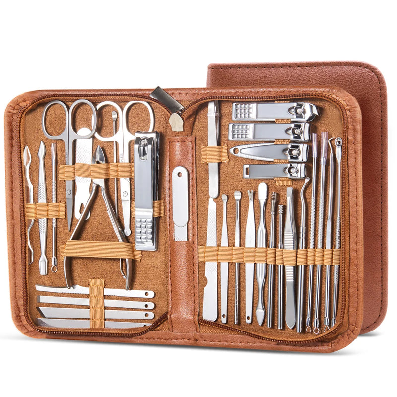 Conjunto de manicure profissional com 8/32 peças, kit de pedicure, tesoura de unha, kit de cuidados pessoais, cortadores de manicure de aço inoxidável, ferramentas de beleza para unhas