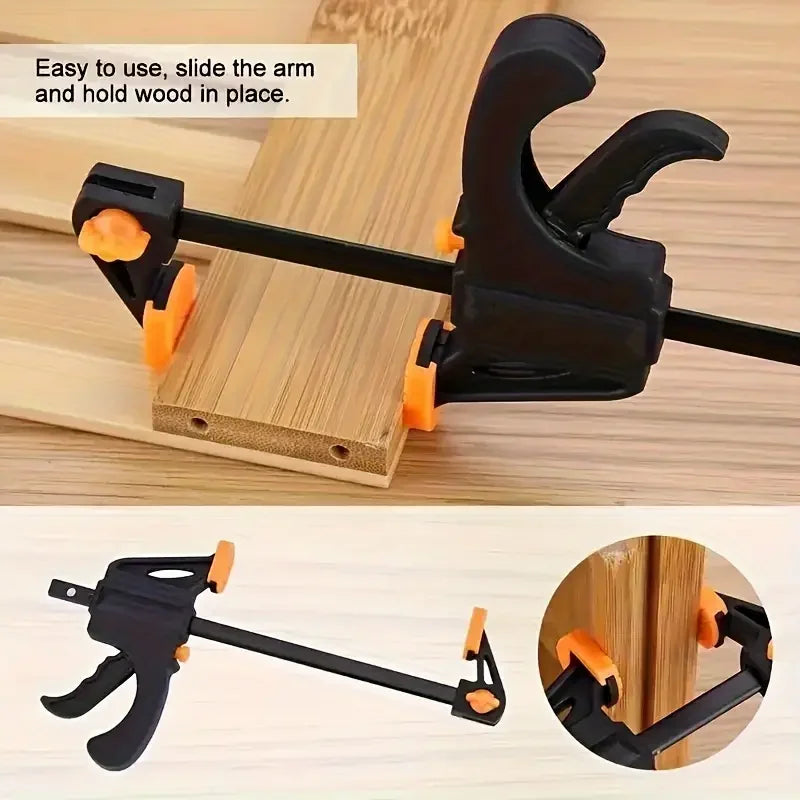 Grampo para marcenaria F, catraca de liberação rápida, kit de clipe de aperto rápido, conjunto longo de carpinteiro, barra de trabalho de nylon, ferramenta manual de 4 polegadas