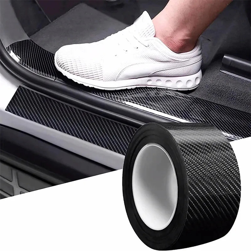 Película protetora de para-choque de porta de carro 3D de fibra de carbono nano 3M, adesivo protetor de soleira de porta de carro, preto, à prova d'água, fita anti-riscos