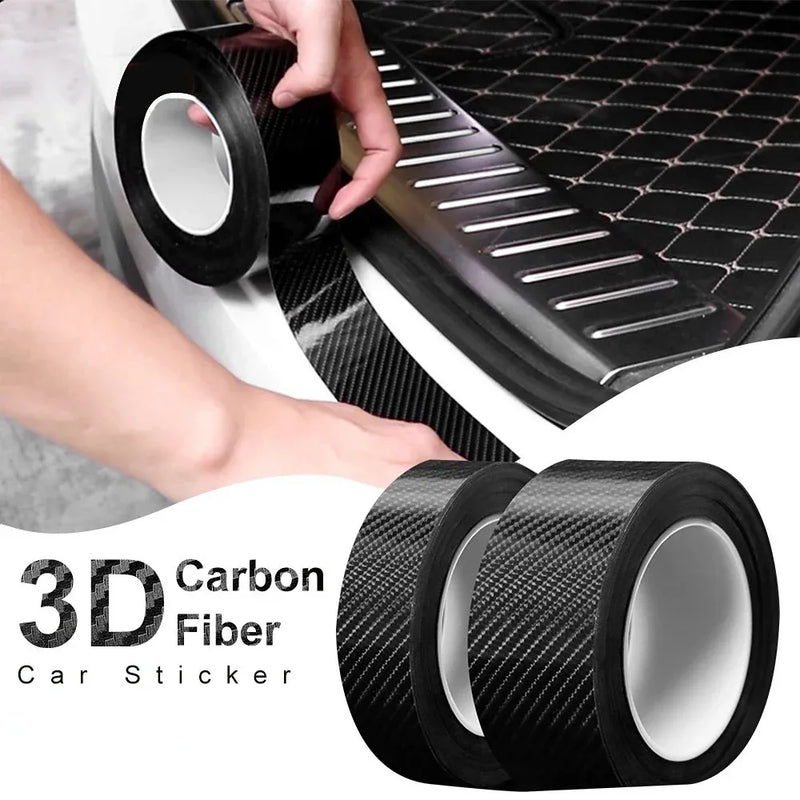 Película protetora de para-choque de porta de carro 3D de fibra de carbono nano 3M, adesivo protetor de soleira de porta de carro, preto, à prova d'água, fita anti-riscos