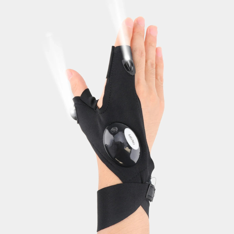 Luva de meio dedo LED para homens e mulheres, luvas sem dedos duráveis, à prova d'água, para pesca noturna, ciclismo, corrida, lanterna