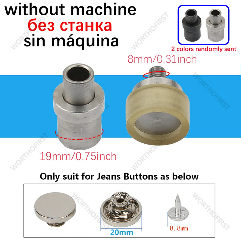 Máquina de prensa manual, molde de metal para botões de pressão, rebites de tampa dupla, ilhós, ilhós, ferramentas, matrizes, acessórios de costura em couro