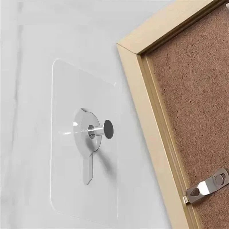 50/10 peças de ganchos de parede autoadesivos para moldura de foto, relógio, pregos transparentes adesivos fortes, ganchos de parede, suportes para pregos pendurados