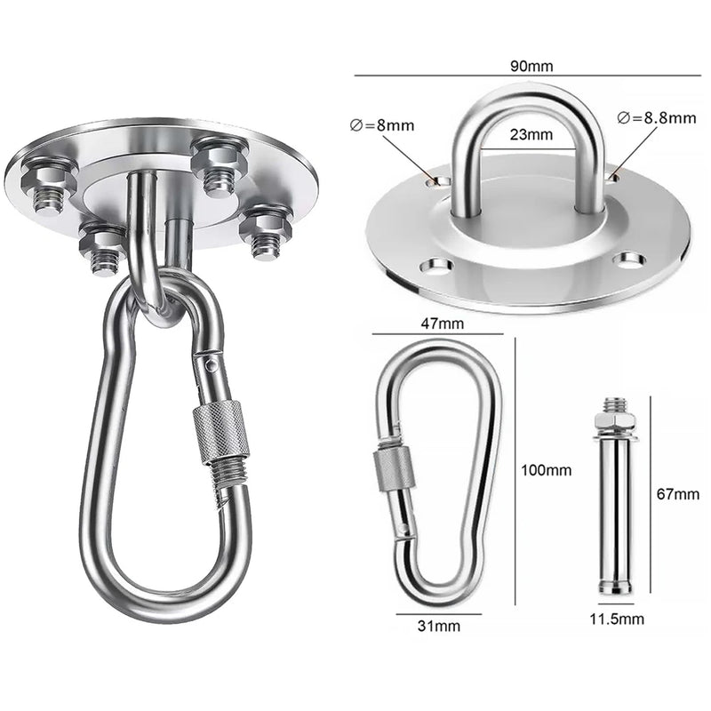 Suporte de suspensão de aço inoxidável para rede, suporte de teto, âncora, gancho para treinamento de academia, ioga aérea, balanço sexual, kit de suspensão