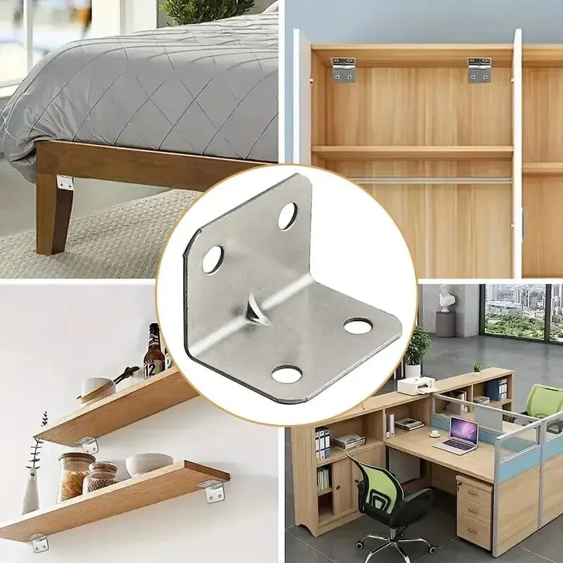 20 peças de mesa de ferro angular, cadeira, armário, guarda-roupa, conector fixo, suporte de placa de ferro angular de 90 graus