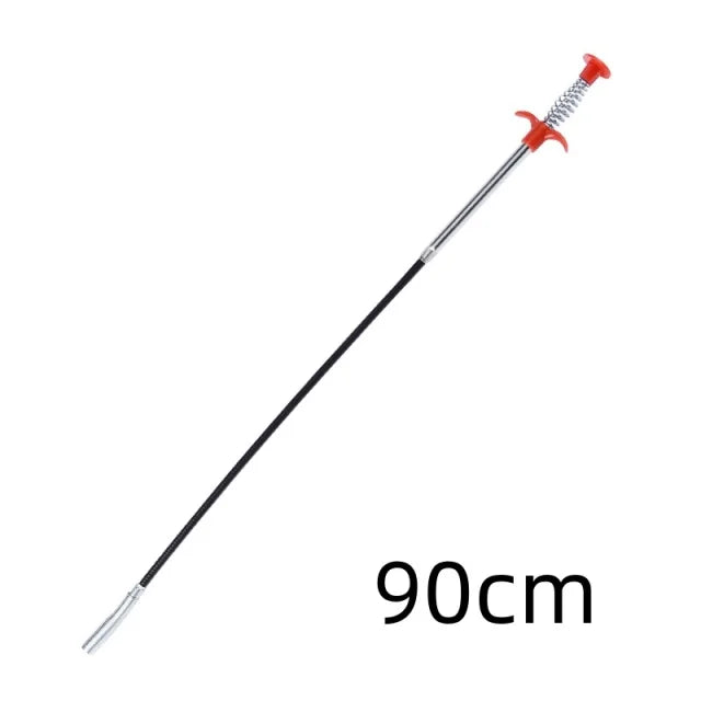 Ferramenta de dragagem de tubos multifuncional de 90/160 cm, trado de drenagem dobrável, garra de limpeza de pelos de esgoto, ferramenta de coleta de tubos com mola