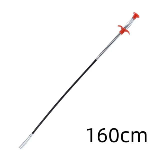 Ferramenta de dragagem de tubos multifuncional de 90/160 cm, trado de drenagem dobrável, garra de limpeza de pelos de esgoto, ferramenta de coleta de tubos com mola
